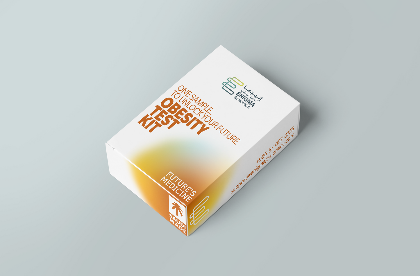 A boxed Obesity Care Test Kit with branding and text on the packaging.